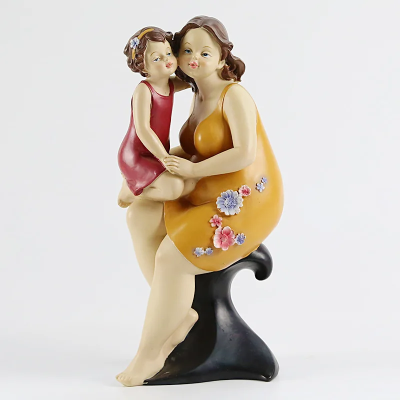 American Resin Mother and Children Statues Love Ornaments Desktop Crafts Warm Family Home Decor Accessories Mother's Day Gifts - Цвет: A