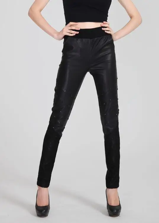 Noir Qiu Leggings 2019 Élastique Cuir Pied Nouvelle Dong Pu En Épissage Taille Ms Chaude Pantalon 6fqwpAA