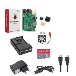 Raspberry Pi 3 Model B + 32 ГБ sd-карта + чехол + вентилятор + адаптер питания 2.5A + кабель HDMI + радиатор для RPI 3 B Бесплатная доставка