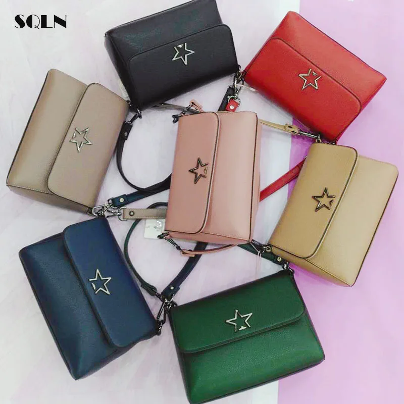 

SHIQILINA Fashion Leather Women's Shoulder Bag Five-pointed Star Ladies Satchel Designer Bag For Women 2019 New Bags