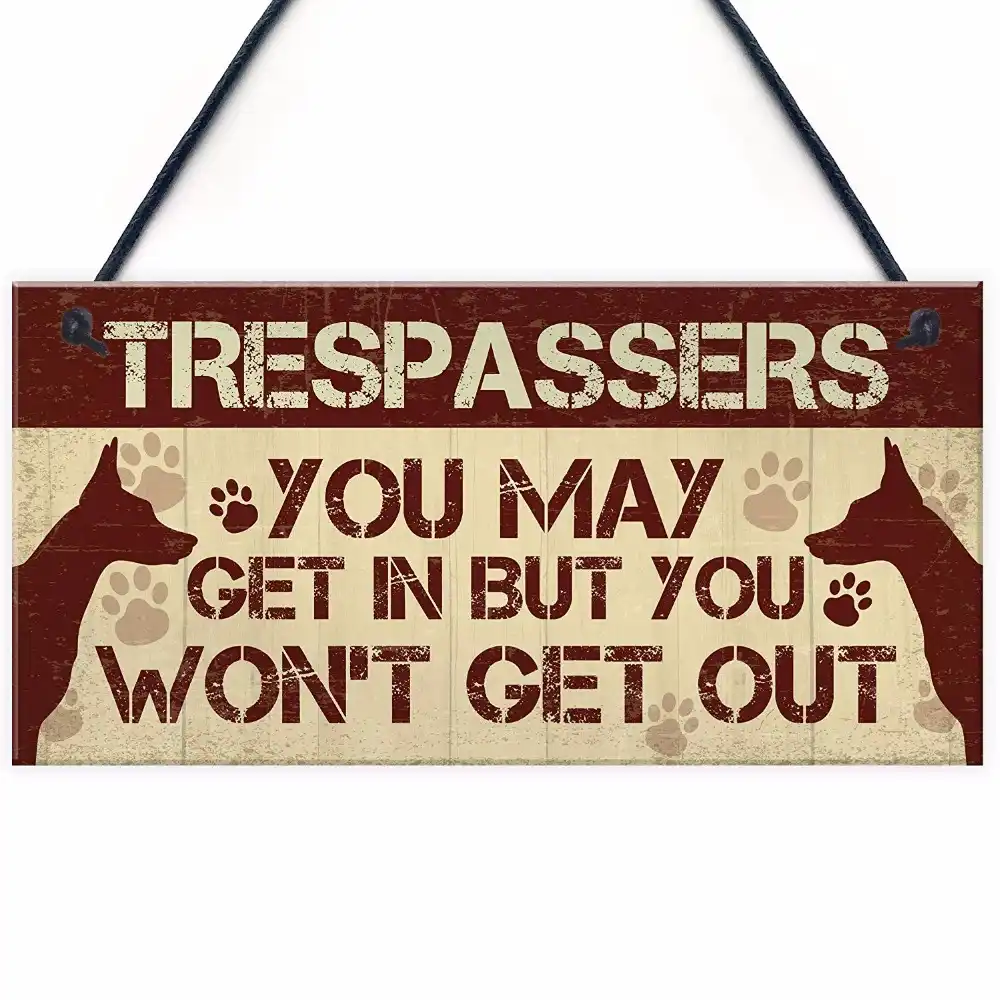 Meijiafei Funny Beware Trespers Dog Warning Sign House Novelty Meijiafei Funny Beware Trespers Dog