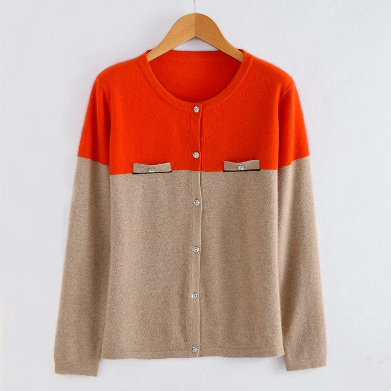 

2019 Autumn New Arrival Women Chic Cardigans Single Breasted Buttons Knitted Open Stitch Color Hit Casual Cashmere Outerwear