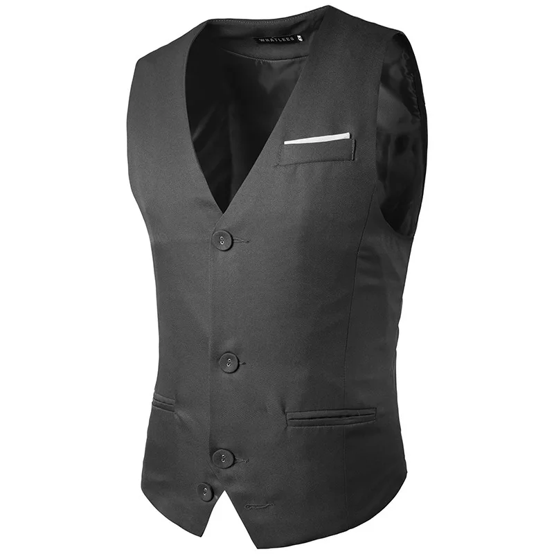 spring 2018 new fashion business casual vest chest color single row