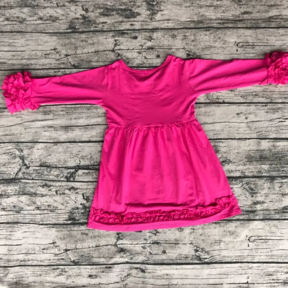 2017 Latest design autumn fancy floral pattern long sleeve top dress match solid color icing ruffle pant toddler girl outfits | Детская
