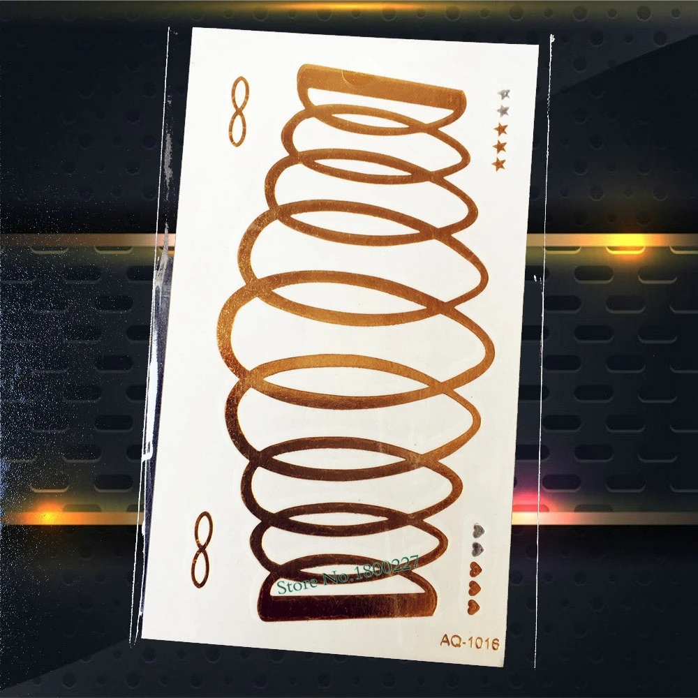 

1PC Fashion Gold Bowknot Waterproof Tattoo Stickers For Women PAQ-1016 Weave Spring Kids Removable Tattoo Paste Ripple Pattern