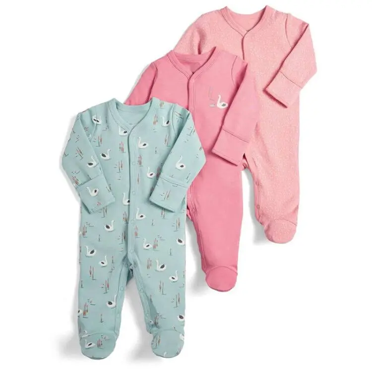 3Pcs/Pack Baby Boys Girls Cotton Rompers Set Newborn Sleepsuit Infant Long Sleeve cartoon Jumpsuit Baby Pajamas 0-12Months