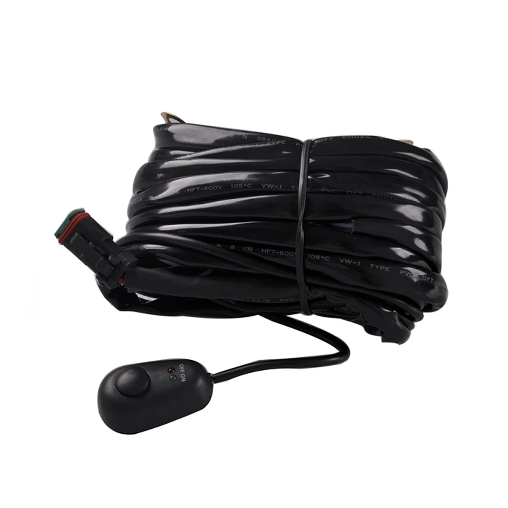 

ECAHAYAKU 2x LED Light Wiring Wire Universal Harness kit with Mouse Style Switch 3 Meters Main Line Automobile Parts Accessories