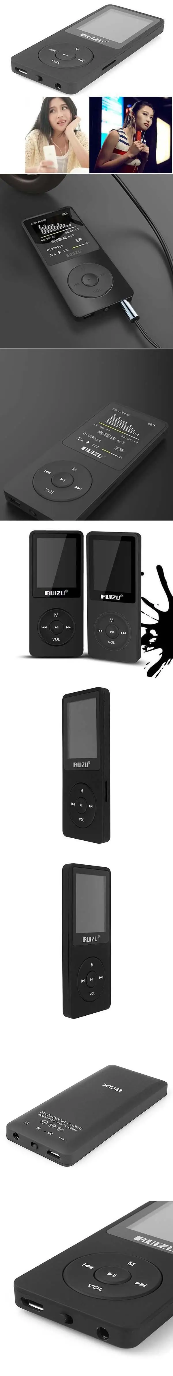 Ruidu X02 Ультратонкий MP3-плеер Usb 4 ГБ для хранения воспроизведения 80 ч Высокое качество MP3-плееры радио Fm Электронная книга музыкальный плеер