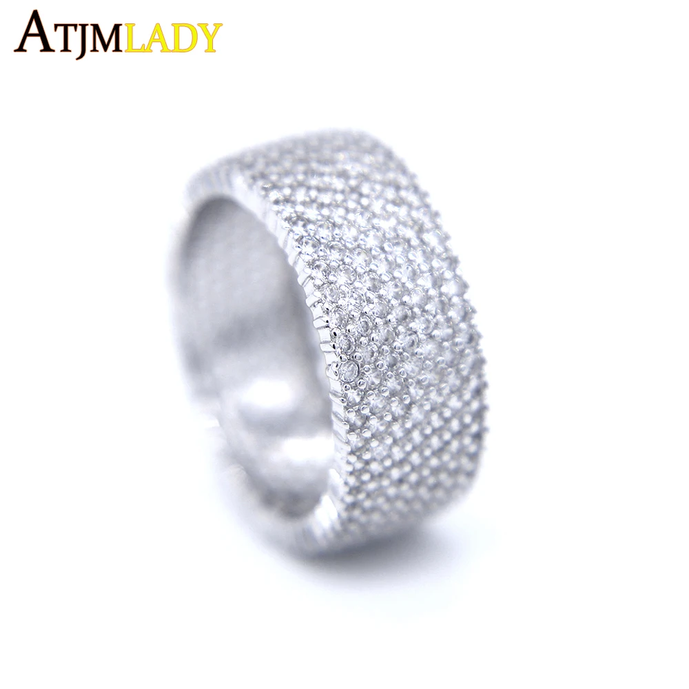 

Anillos Top Fashion Geometric Men 2018 Luxury Top Quality Wide Band Iced Out Hip Hop Bling Mens Color Sparking Micro Pave Ring