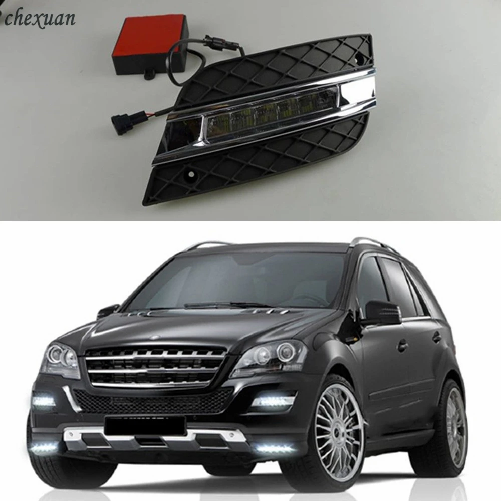 

CSCSNL 2PCS 12V LED DRL Daytime Running Lights Daylight Fog Head Lamp Cover For Mercedes Benz ML350 W164 ML300 ML320 2010 2011