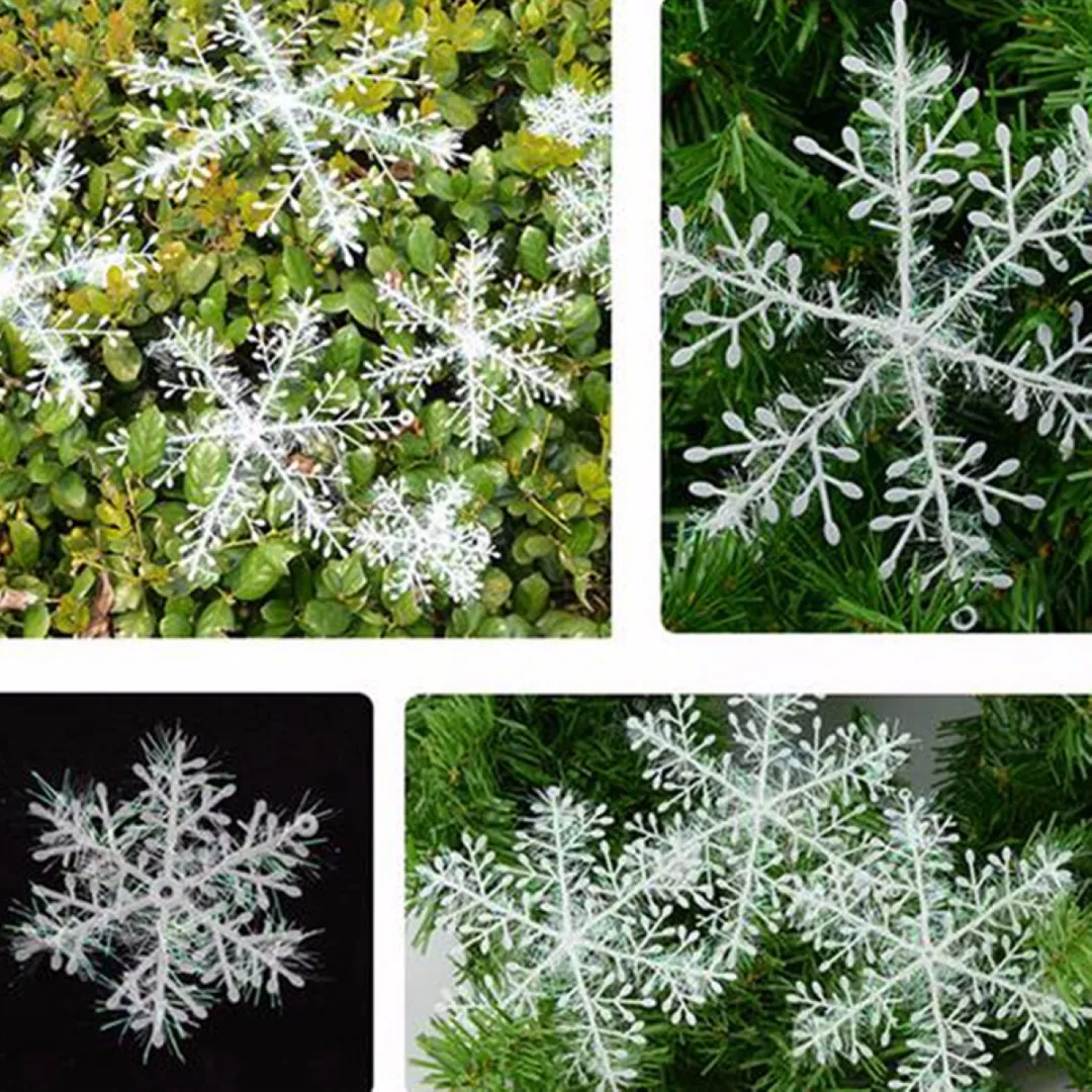 DIY 30/60PCS Classic White Snowflake Ornament Christmas Tree Hanging Decorations