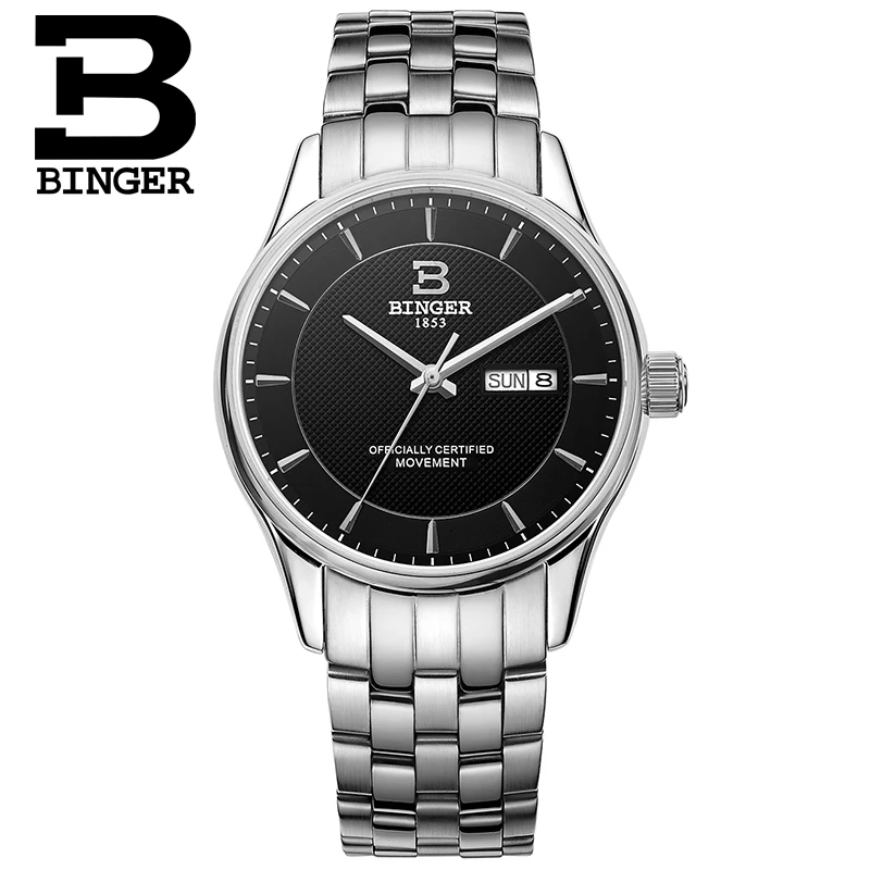 Аутентичные Switzerland BINGER мужские модные автоматические механические сапфировые мужские деловые часы с ветром водонепроницаемые настольные часы