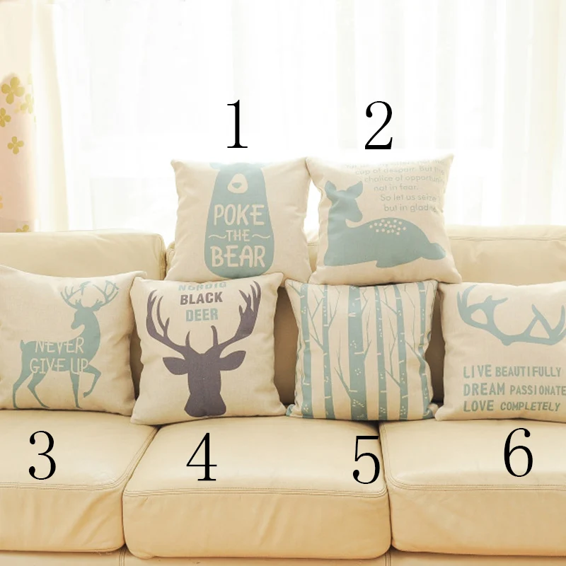 

Nordic Animal Cushion Cover Quotes Deer Pillow Case Xmas Christmas Pillow Covers Sofa Gift Bear Throw Pillow Square Linen Custom