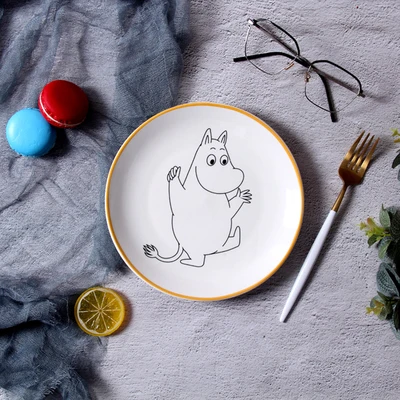 Moomin Platos De Madera салатная тарелка Piatti Ceramica обеденные тарелки Assiette Salade Kid обеденная тарелка - Цвет: 8 inch