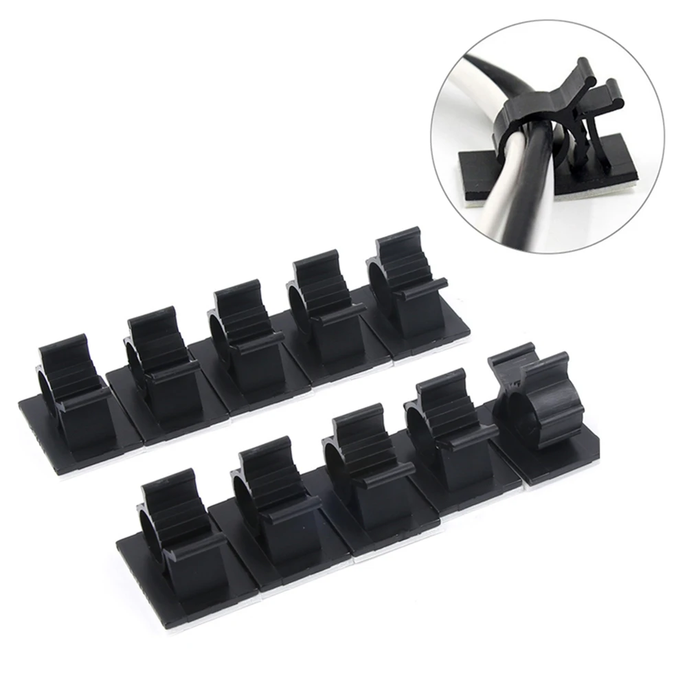 10x Cable Clips holder cable Wire Holders Adhesive Cord Management