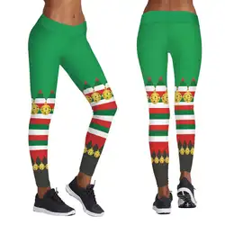 Популярные Рождественские Леггинсы с принтом колокольчиков, узкие брюки-карандаш, женские длинные брюки