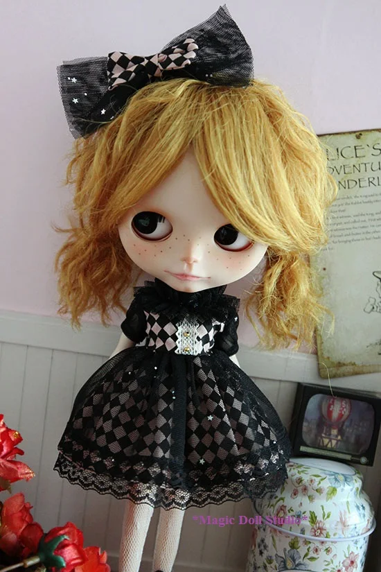 [MG133] Blyth кукла платье# черное Сетчатое платье для Neoblythe Кукла Одежда делая 12 вкл куклы наряды