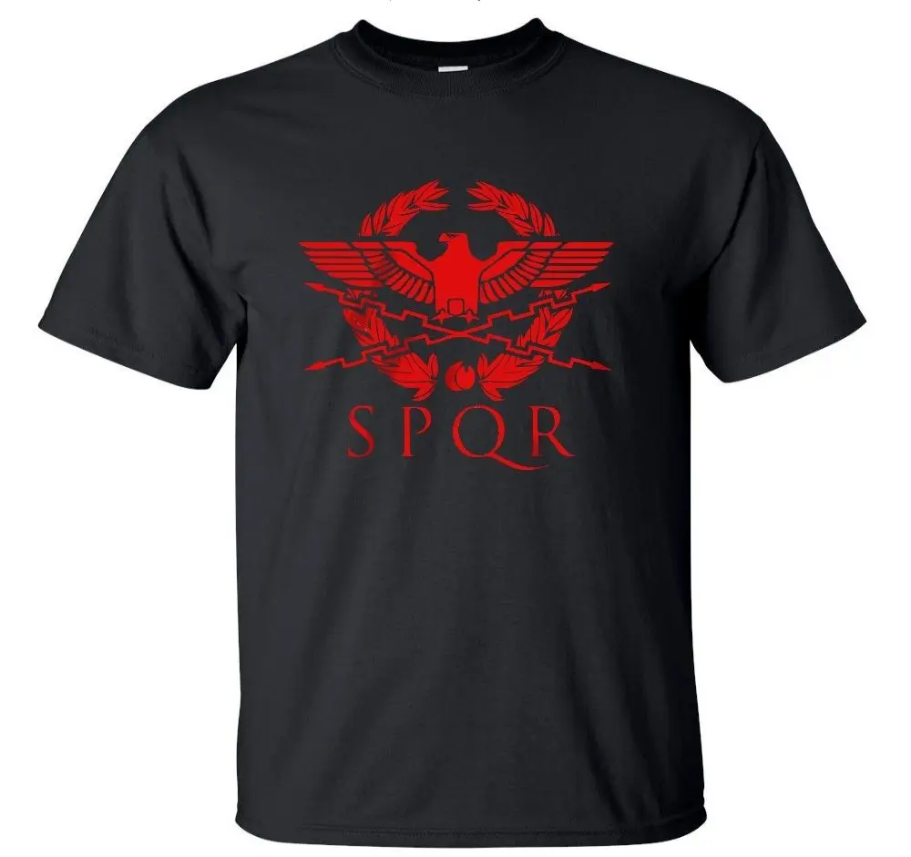 

Newest 2017 men's fashion SPQR Roman Gladiator Imperial Golden Eagle T-Shirt Mens Casual Short O-Neck T shirt Harajuku Tops Tees