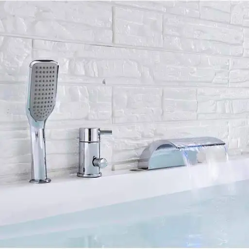 Водопад смеситель для ванны широкая Ванна смеситель для раковины хромированный латунный Смеситель для ванной комнаты смеситель для душа с ручным душа - Цвет: type B
