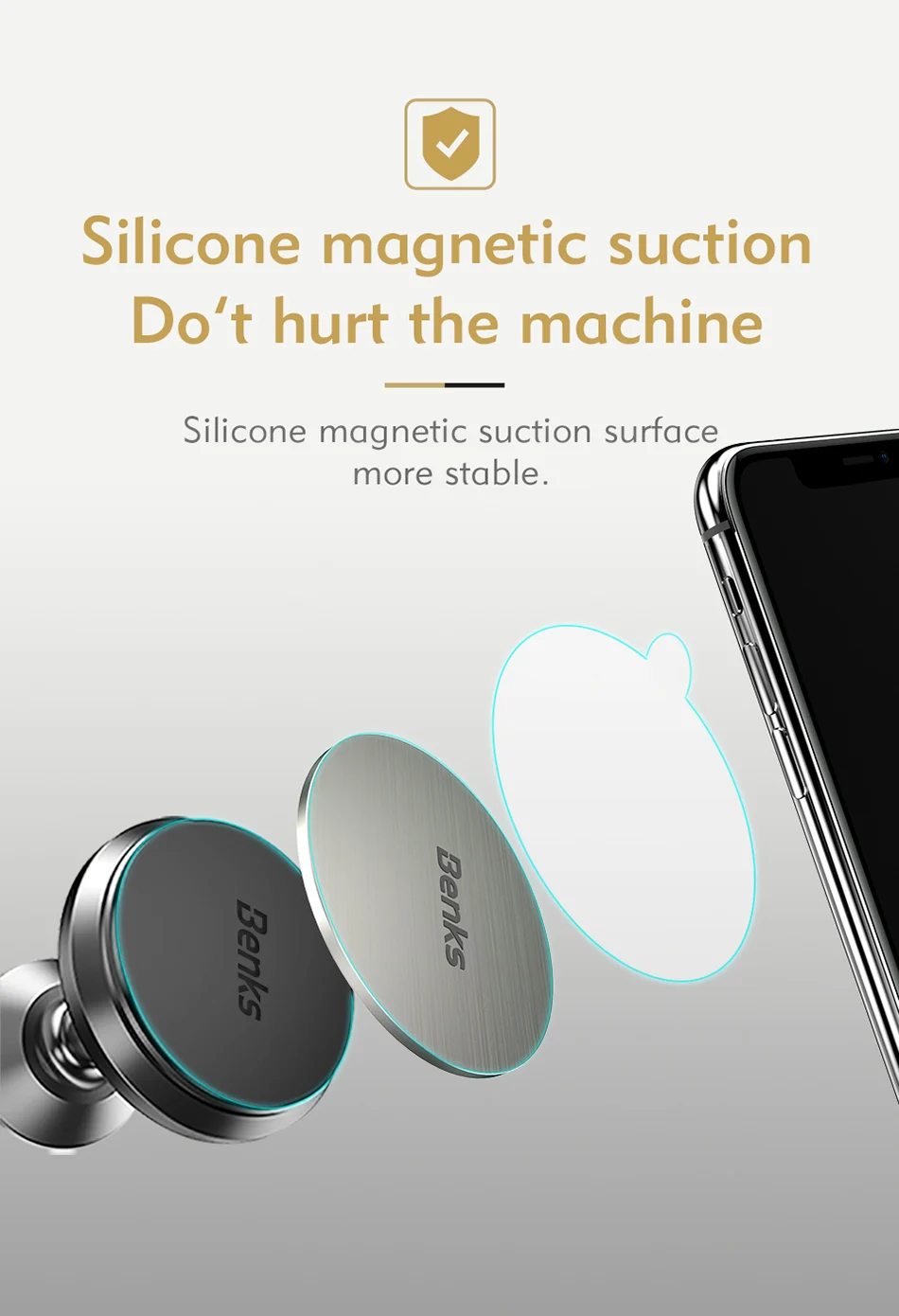 Benks Strong Magnetic Car Phone Holder Air Vent Mount Stand For iPhone X 8 7 6s Plus Samsung Aluminum Alloy Mobile Auto Bracket (4)