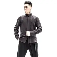 Хит, Весенняя Мужская Новая Винтажная куртка с воротником и льняным воротником для отдыха Молодежные рубашки с длинными рукавами/S-XXL