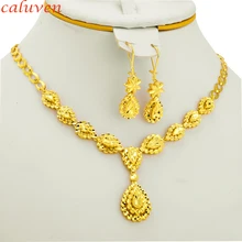 Ethiopian Jewelry Gold Color sets for Bride Arab Africa Gifts for Women Wedding Necklace/Earrings