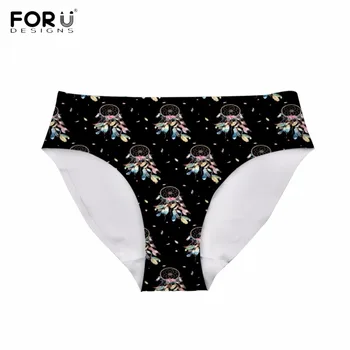 

FORUDESIGNS Casual Summer Girl Sexy Panties Fashion Dreamcatcher Print Female Underwear Ultra-thin Black Lingerie Seamless Brief