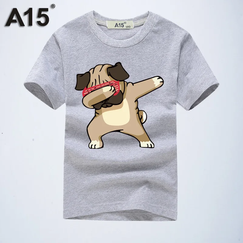 A15 T-shirt 3D Kids T Shirt White Cartoon Printed Summer T-shirt for Girl Big Boys Cotton Plain Short Tee Size 8 10 12 Year - Color: T0164Gray