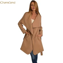 ChamsGend модное женское зимнее пальто с капюшоном длинный Тренч ветровка верхняя одежда