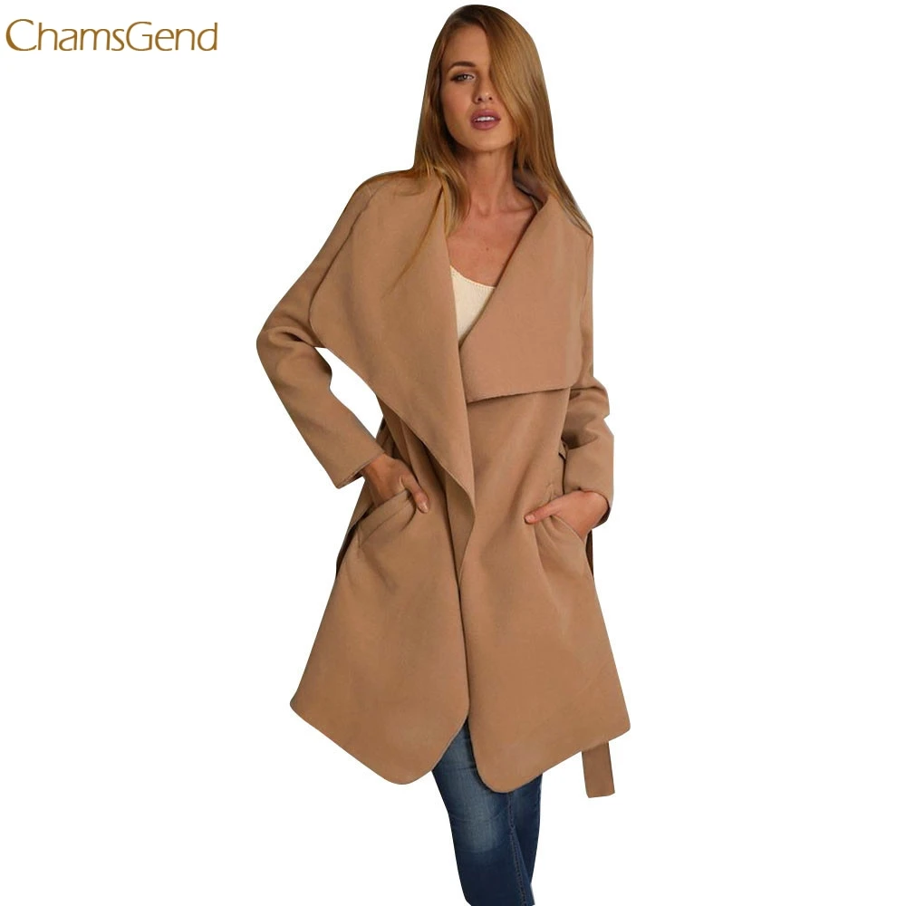 

ChamsGend Fashion Women Winter Hooded Coat Long Trench Windbreaker Outwear