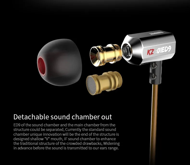 Оригинальные наушники KZ ED9 Super Bass In Ear, музыкальные наушники с диджейскими наушниками, Hi-Fi стерео наушники, шумоизолирующие спортивные наушники с микрофоном