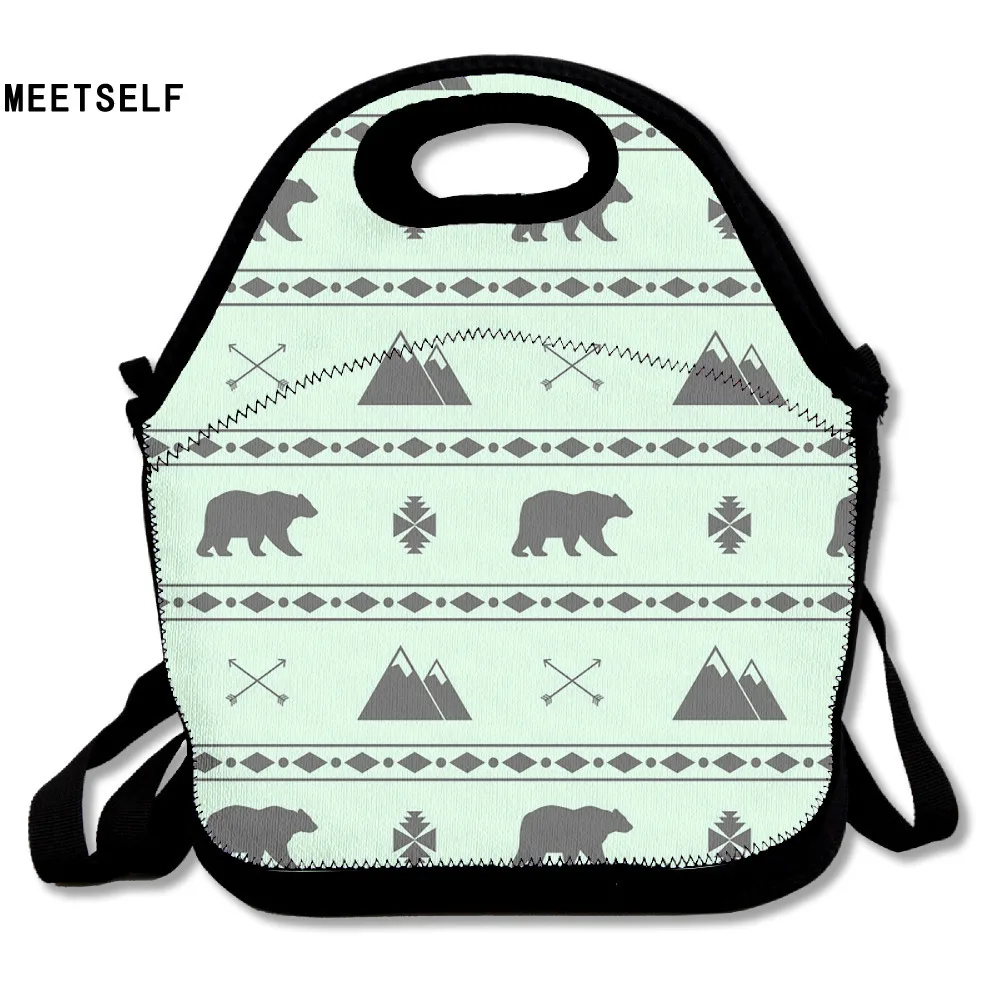 SAMCUSTOM 3D Print Polar Bear Pattern Lunch Bags Insulated Waterproof