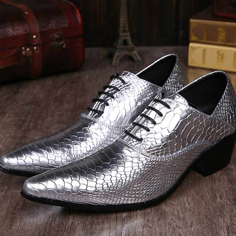 

2018 men silver shoes luxury dress shoes leather shoess men wedding cloth for men night club T hairstylist