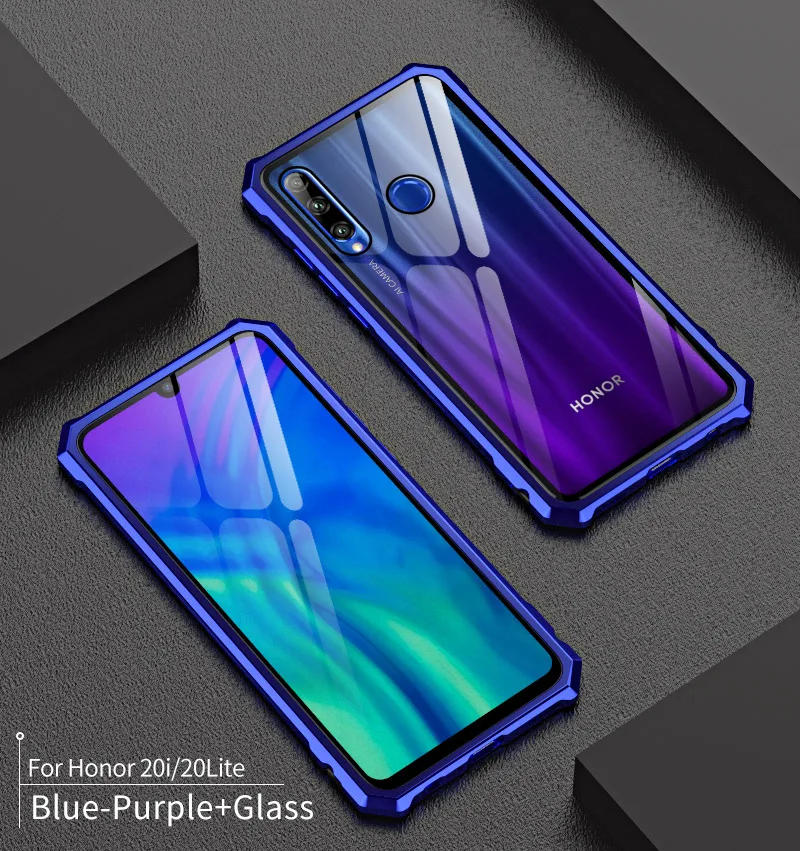 Роскошный алюминиевый бампер для honor 20 Pro, чехол с металлической рамкой, задняя крышка из закаленного стекла, Гибридный чехол для huawei honor 20Lite 20i чехол, тонкий