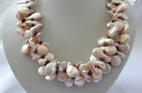 

Miss charm Jew1438 stunning 2strands big baroque pink freshwater cultured pearl necklace AAA