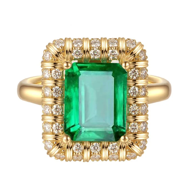 Женское кольцо на палец Bague Ringen из серебра 925 пробы с изумрудом 18 К золотой