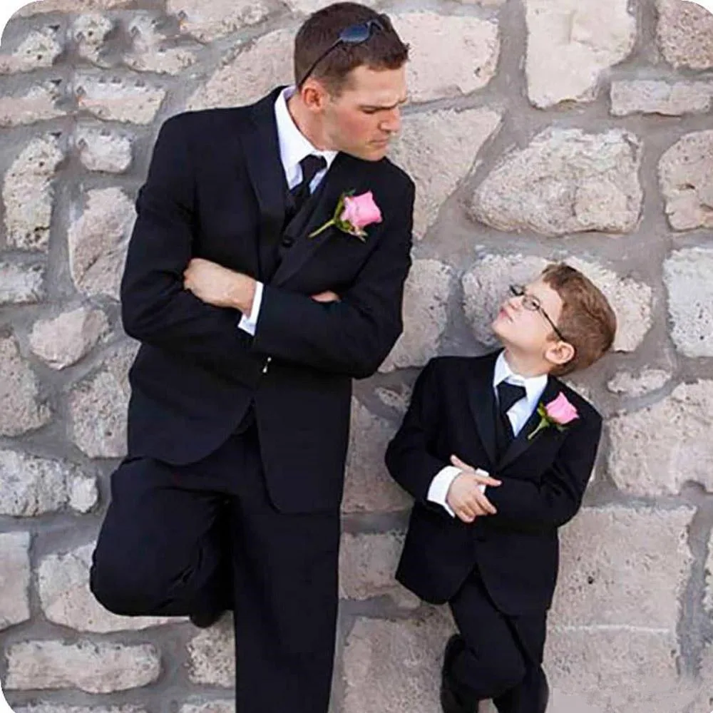 Gwenhwyfar/ Черные свадебные костюмы для мальчиков костюмы для маленьких мальчиков на свадьбу, смокинги для малышей, Мужские костюмы(куртка+ жилет+ штаны) на заказ - Цвет: Черный