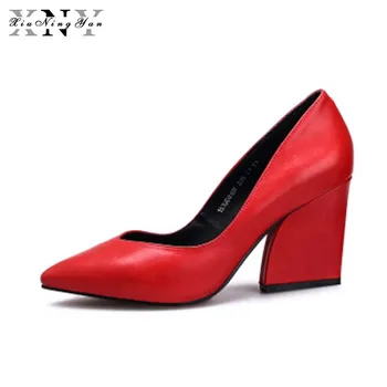 

Women Genuine Leather Shoes Ladies High Heels Black Fretwork Pumps High Quality Classic Sheepskin Shoes Woman 2019 Free Shipping