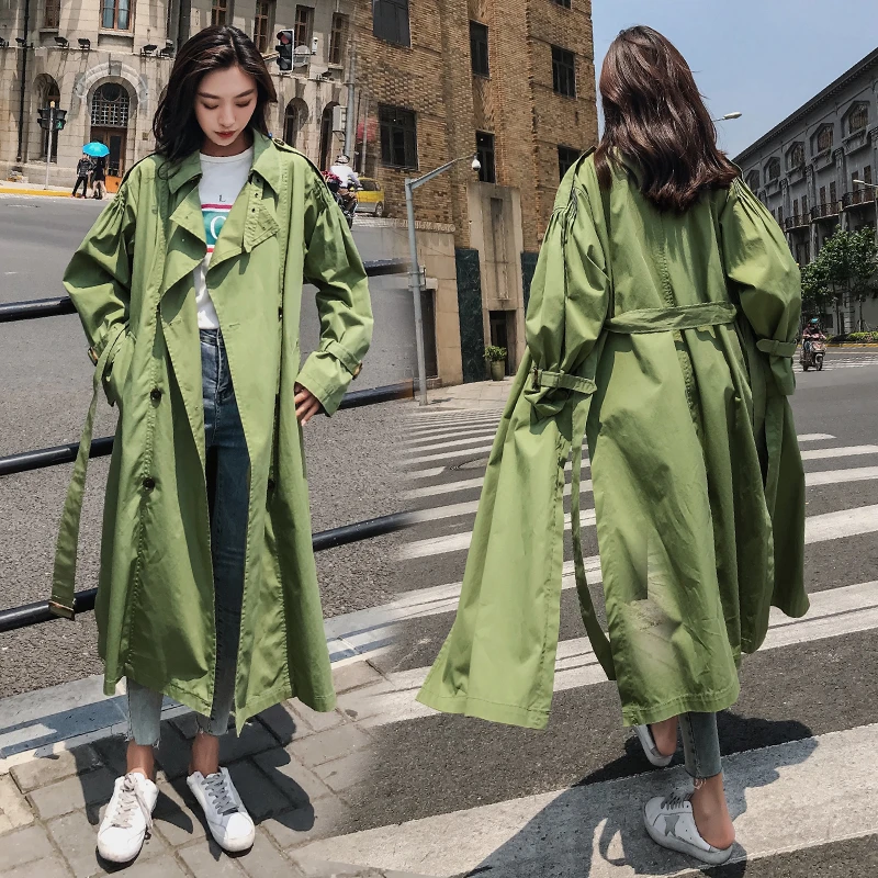 green maxi coat