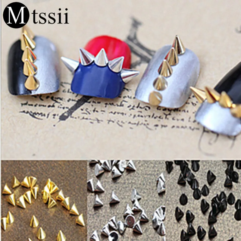 

Mtssii 20pcs/lot Nail Art Accessories Bullet Alloy 3D Metal Decoration 3 Colors Punk Screwback Nail Art Tip RivetsStuds