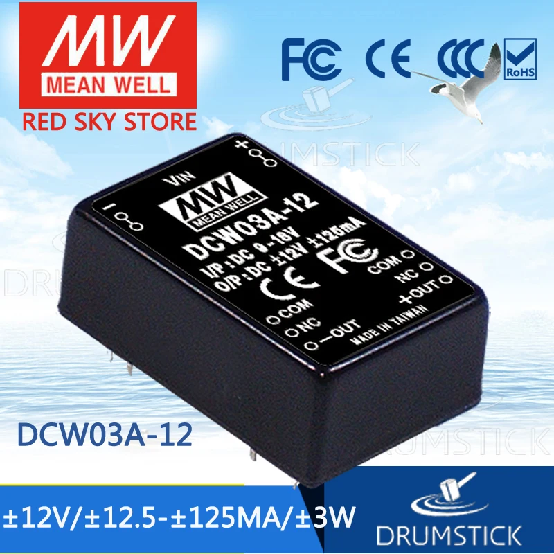 

Steady MEAN WELL DCW03A-12 12V 125mA meanwell DCW03 12V 3W DC-DC Regulated Dual Output Converter