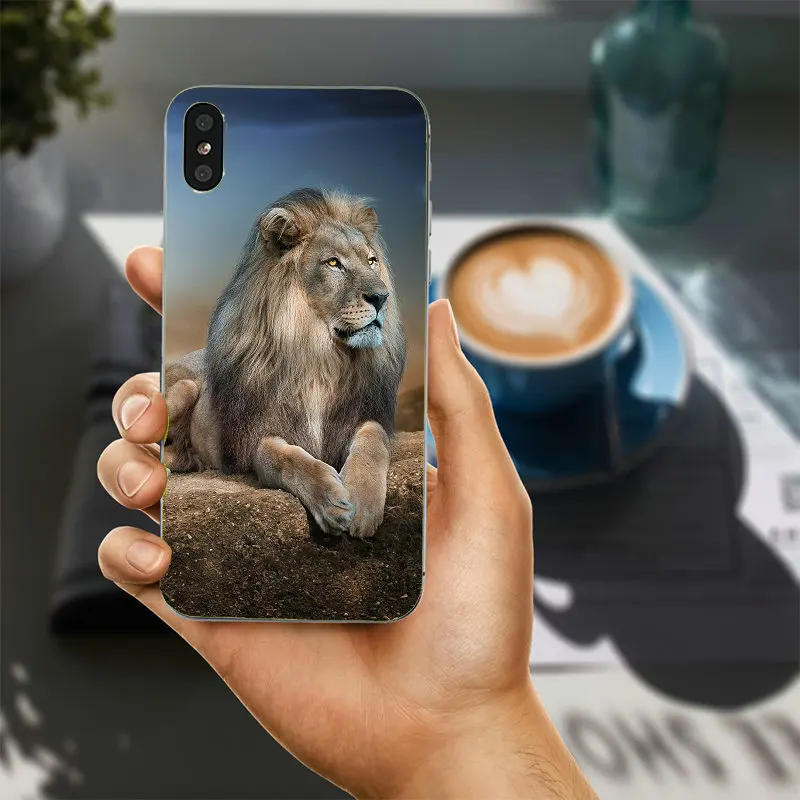 Мягкие силиконовые чехлы для мобильных телефонов King Lion Drawing Art из ТПУ iPhone 8 7 6 S Plus X