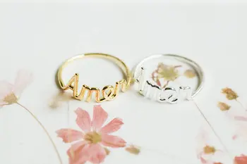 

30pcs/Lot "Amen" script letter ring,Silver Prayer ring Jewelry For Women ,ALL BY LANVIN