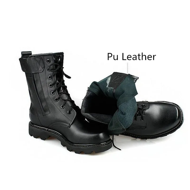 single style shoes LIN KING/Винтажные Мужские ботинки в байкерском стиле; черные ботинки из искусственной кожи на шнуровке со стальным круглым носком; военные ботинки на молнии в армейском стиле; сезон весна-осень - Цвет: single style shoes