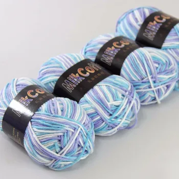 

Multi Color 4Skeinsx50g Soft Cotton Wool DIY Socks Scarf Knitwear Wrap Kraft yarn Blue Purple Mixed 2075-09