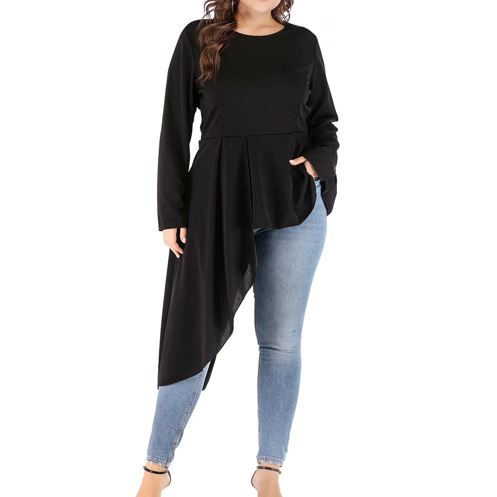 long sleeve high low blouse