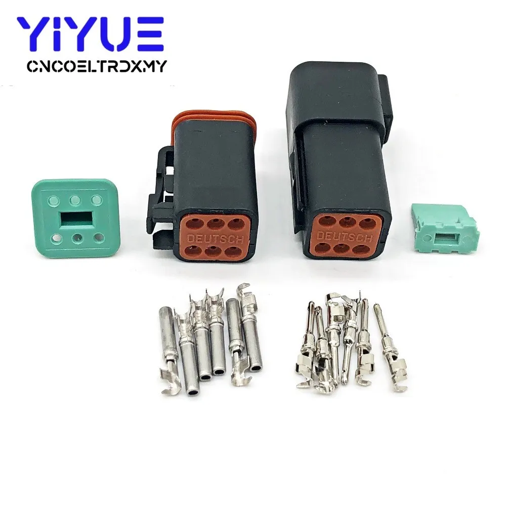 6P black 1 комплект Deutsch DT 2 3 4 6 8 12 Pin мужской женский Авто Водонепроницаемый Разъем Автомобильный герметичный штекер с контактами - Цвет: 6P black