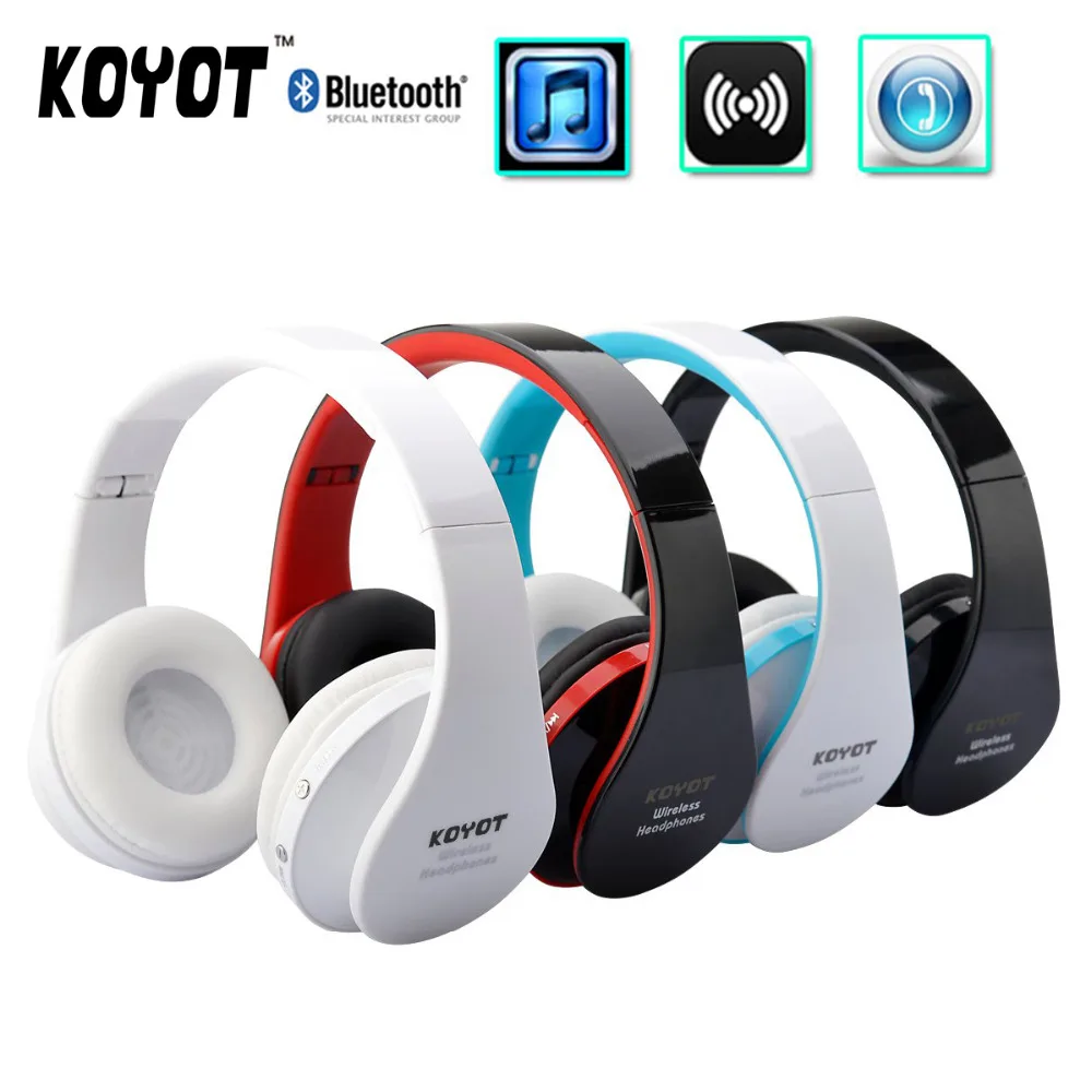KOYOT Handsfree Stereo Music Headphone Foldable Wireless Bluetooth Music Earphone with Micphone for Computer PC font