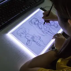 Ультра тонкий A4 планшет со светодиодной подсветкой Плавная затемнения художник световой короб Таблица отслеживание Рисунок доска-планшет