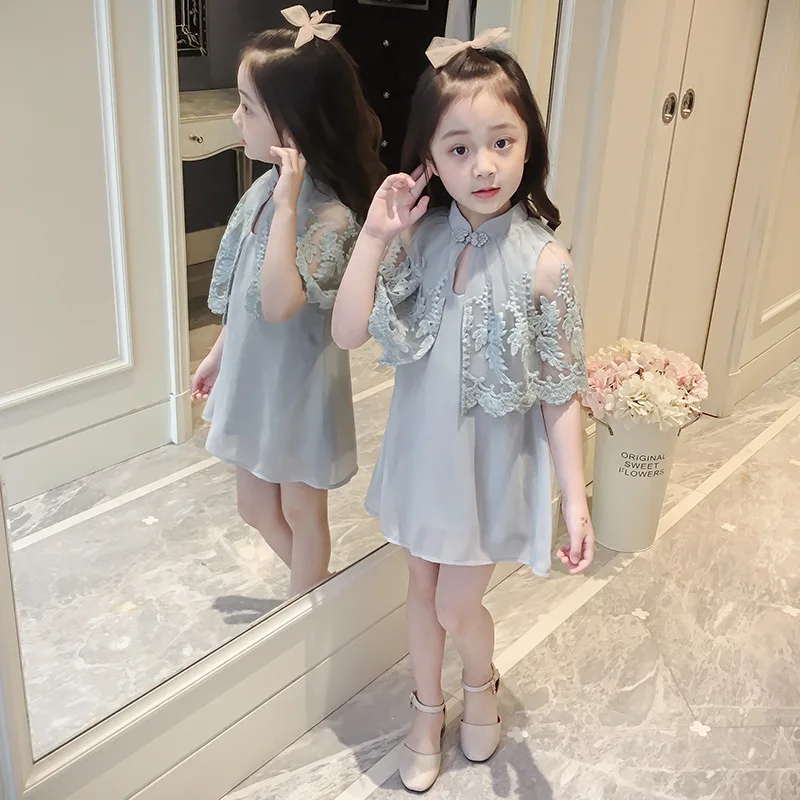 

Girls dress Vestidos Kids dresses for girls Fashion Lace princess dress 2019 summer Chiffon dresses vestido infantil Age 4-13y
